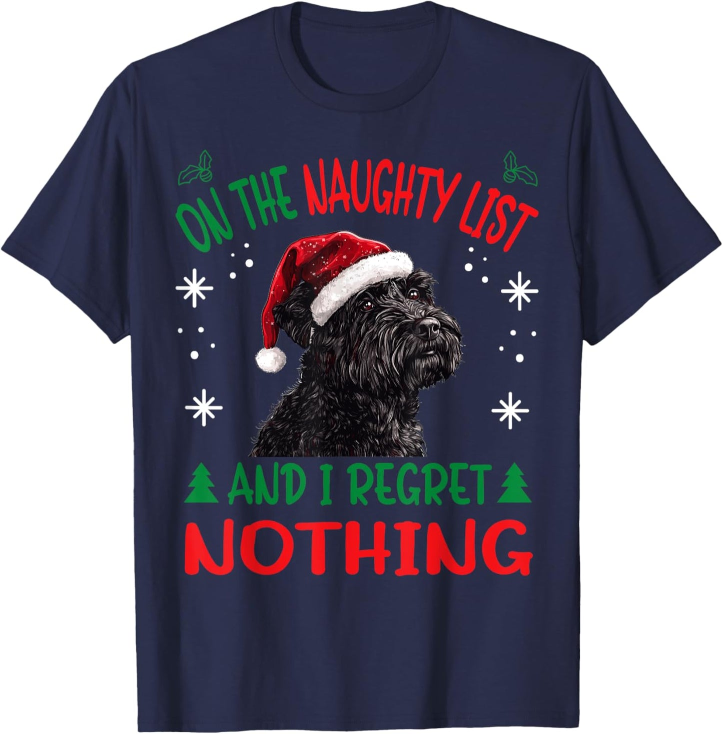 Cute Bouvier Des Flandres Dog Christmas On The Naughty List T-Shirt - T-Shirt | Navy