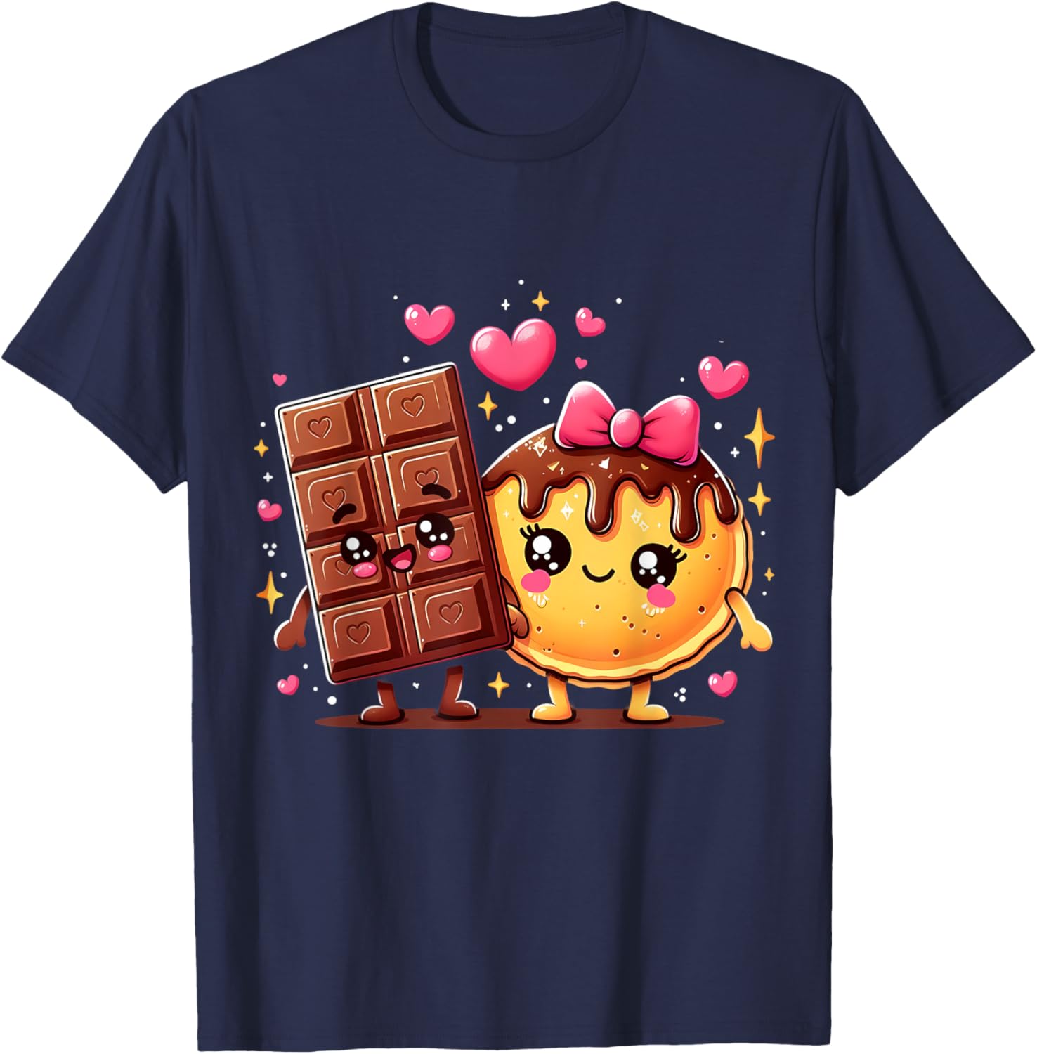 Choco and Pancake Couples Love Matching T-Shirt - T-Shirt | Navy
