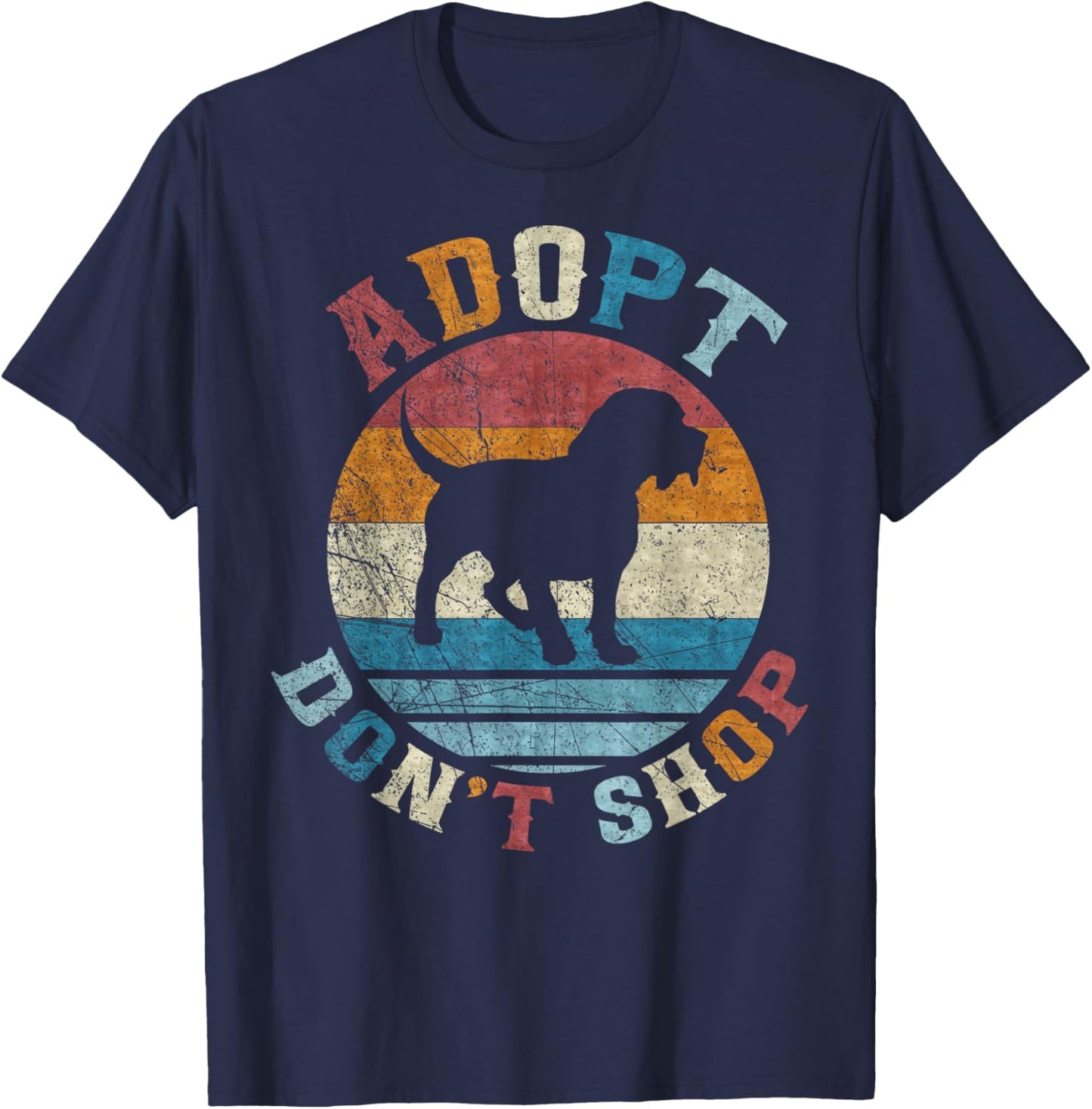 Vintage Retro Adopt Don't Shop, I Love My Beagle T-Shirt - T-Shirt | Navy