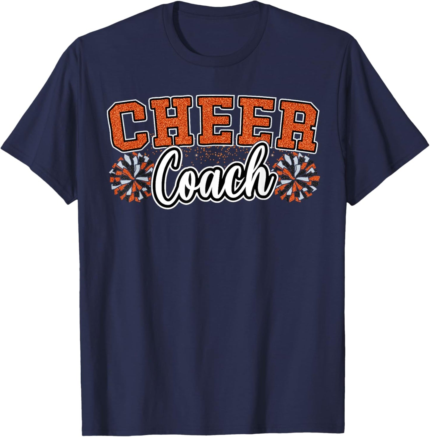 Loud Proud Cheer Coach Orange Pom Poms Cheerleader Women T-Shirt - T-Shirt | Navy