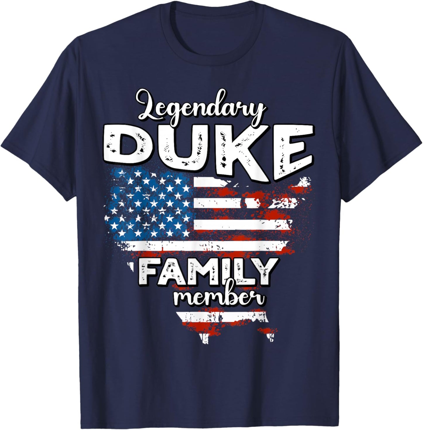 Duke Surname Duke US Flag Duke Last Name Duke T-Shirt - T-Shirt | Navy