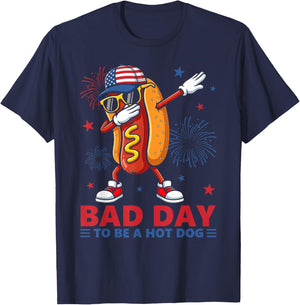 Bad Day to Be A Hotdog Funny Independence Day 4th of July T-Shirt - T-Shirt | Navy