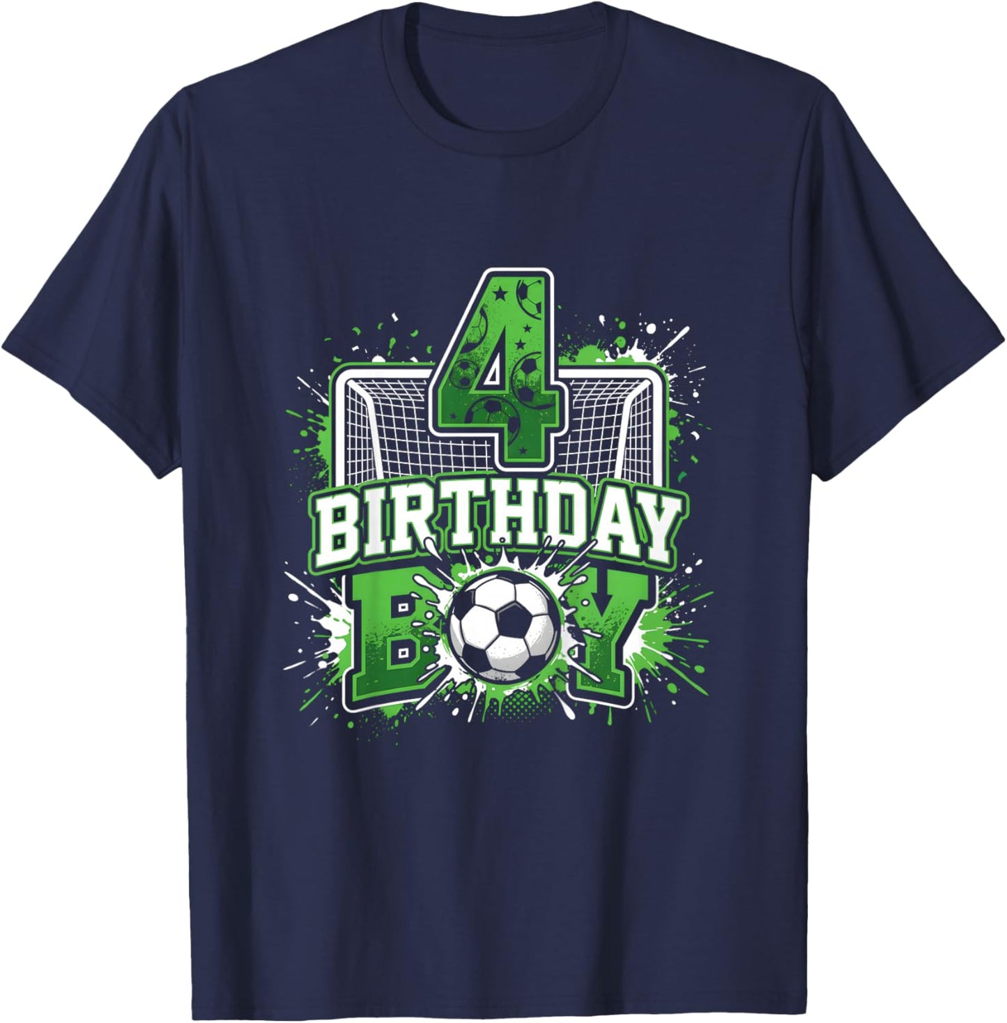 Filet de Football pour 4e Anniversaire garçon 4 Ans T-Shirt - T-Shirt | Navy