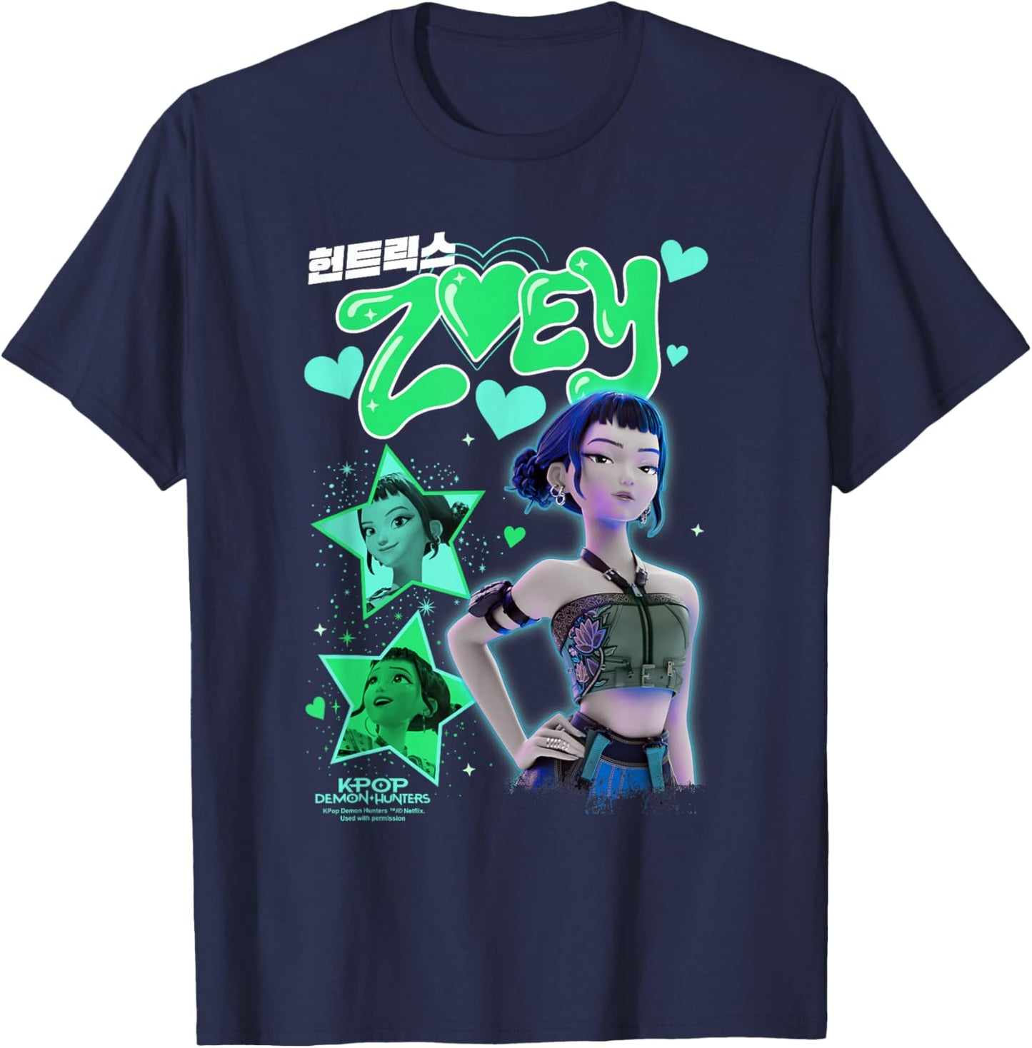 Kpop Demon Hunters Huntrix Zoey Popstar T-Shirt - T-Shirt | Navy