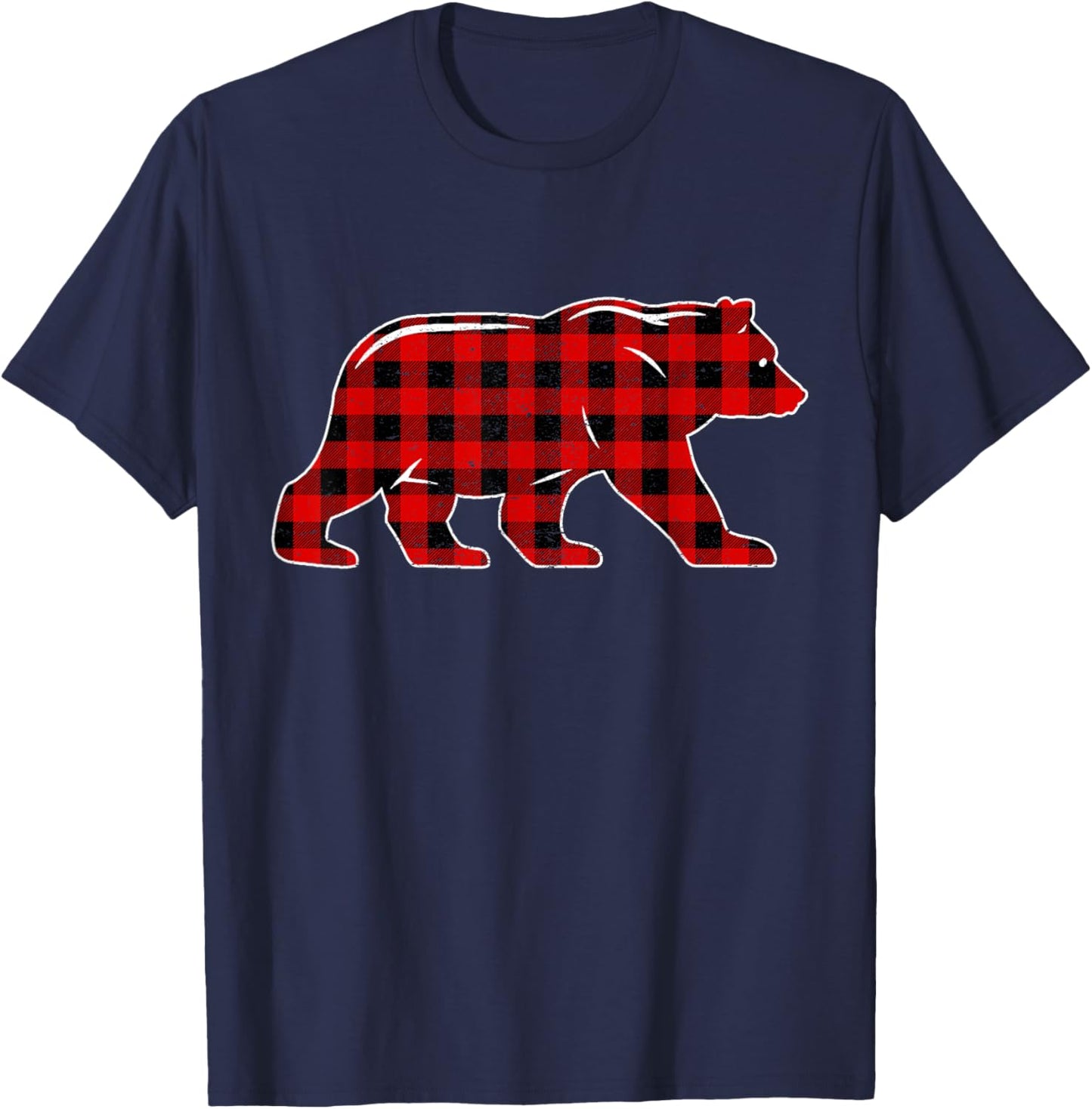 Red Buffalo Plaid Christmas Bear Pajama Sweater Women Men T-Shirt - T-Shirt | Navy