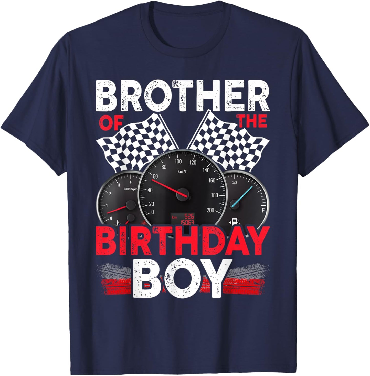 Race Car Brother Of The Birthday Boy Racing Family Pit Crew T-Shirt - T-Shirt | Navy