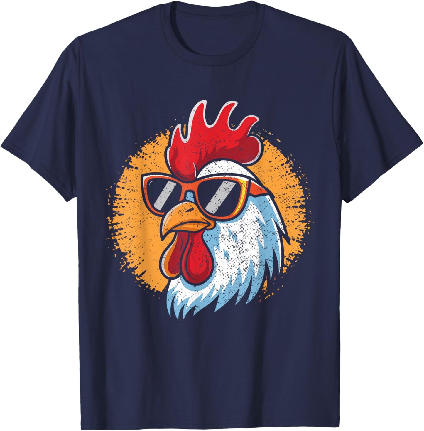 Vintage Rooster Chicken With Sunglasses Funny Farmer Men T-Shirt - T-Shirt | Navy