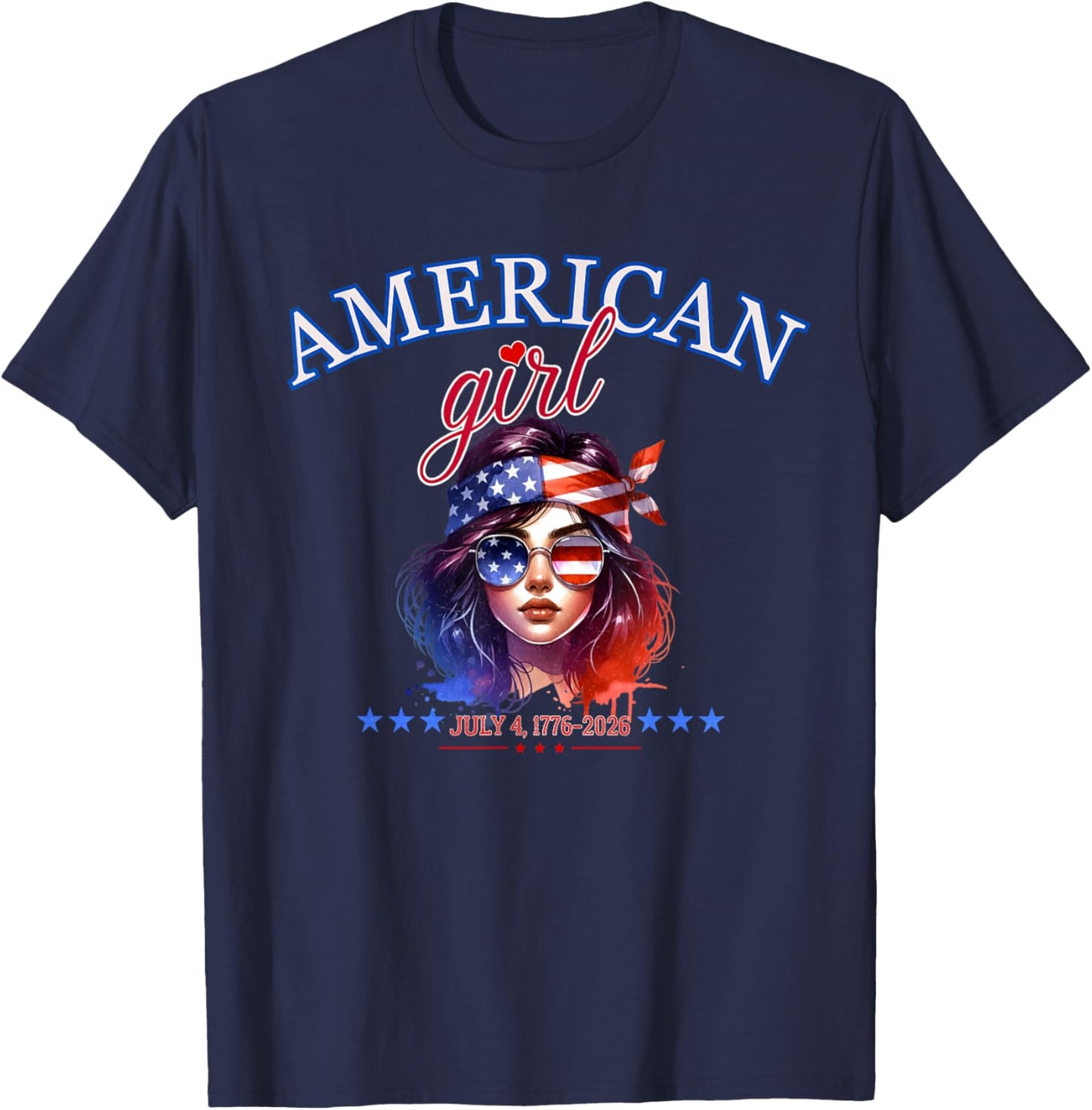 Red White and Blue American Girl T-Shirt - T-Shirt | Navy