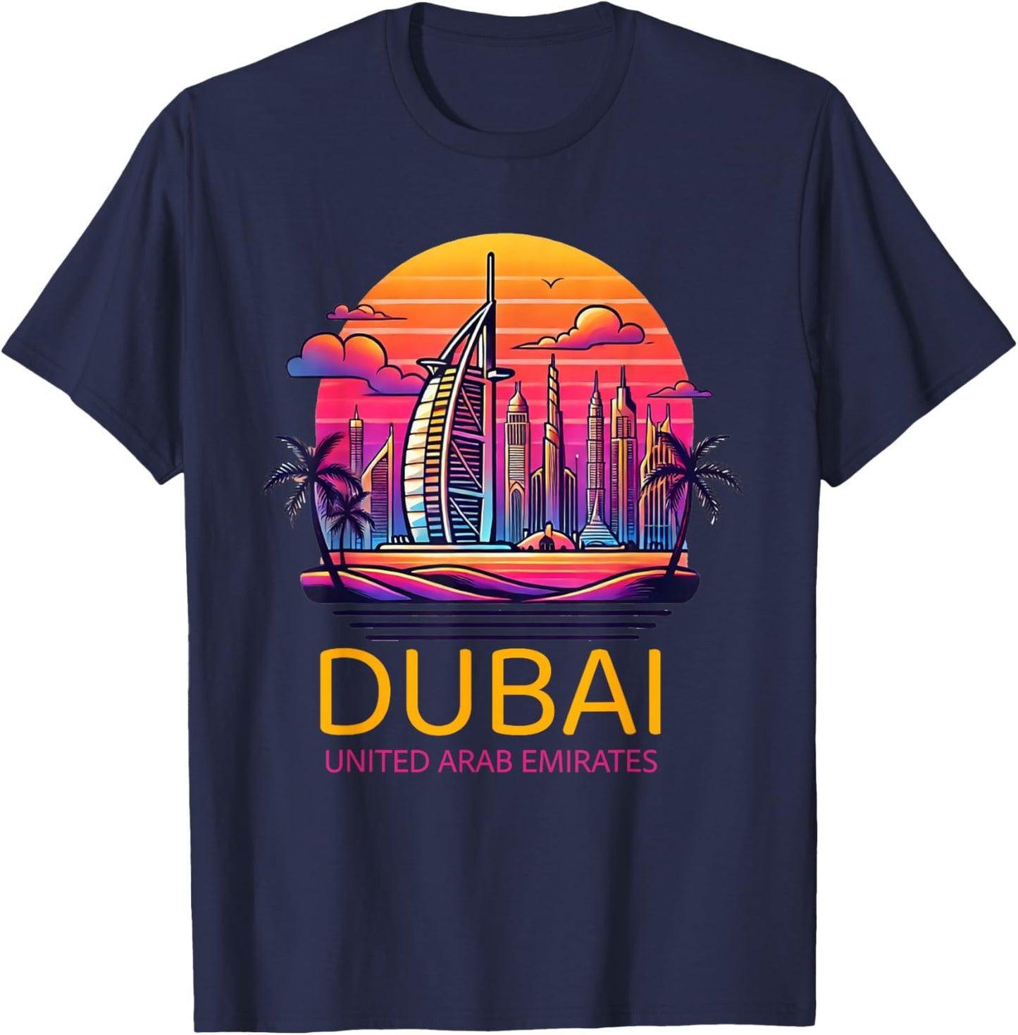 Dubai Souvenir Skyline UAE United Arab Emirate Reminder T-Shirt - T-Shirt | Navy