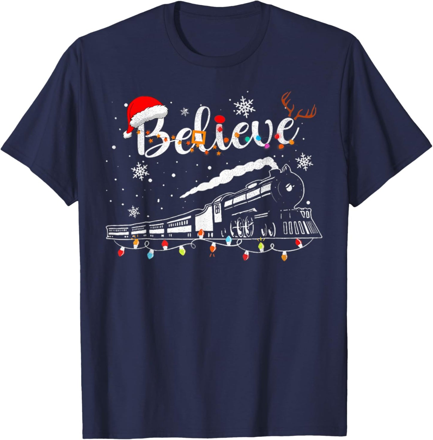 Christmas Train Christmas Believe Express Xmas Santa T-Shirt - T-Shirt | Navy