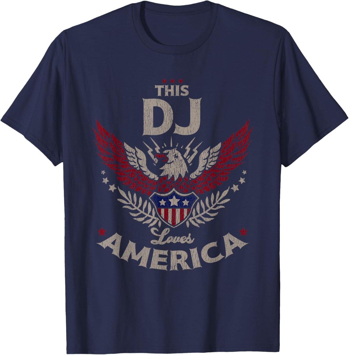This DJ Loves America USA Patriotic Pride T-Shirt - T-Shirt | Navy