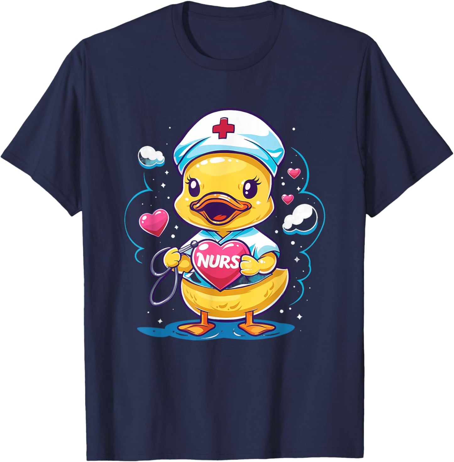 Rubber Duck Nurse Stethoscope Nursing Medical Rubber Duck T-Shirt - T-Shirt | Navy