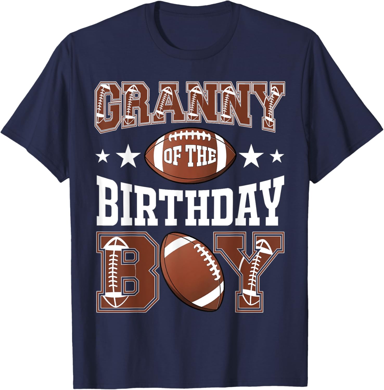 Granny Of The Birthday Boy Football Game Day T-Shirt - T-Shirt | Navy