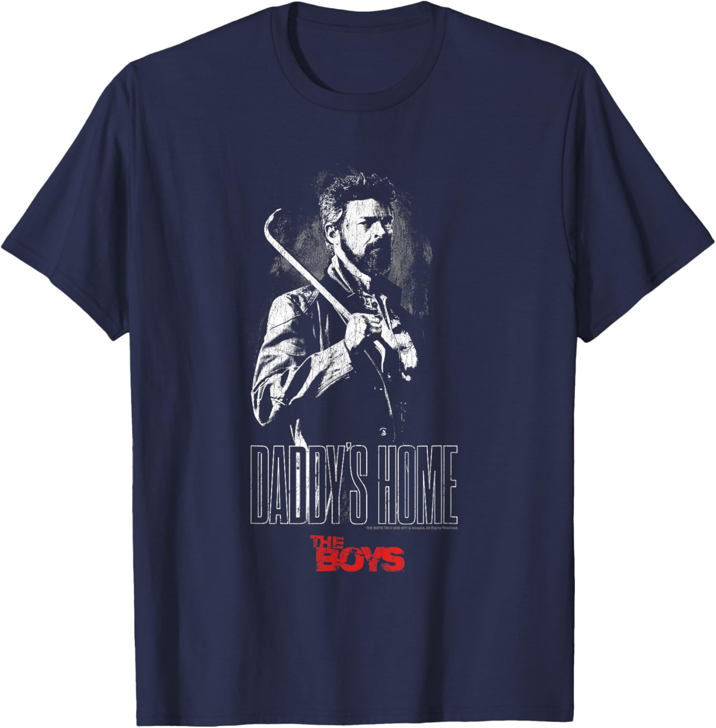 The Boys Daddy's Home Billy Butcher Black & White TV Show T-Shirt - T-Shirt | Navy