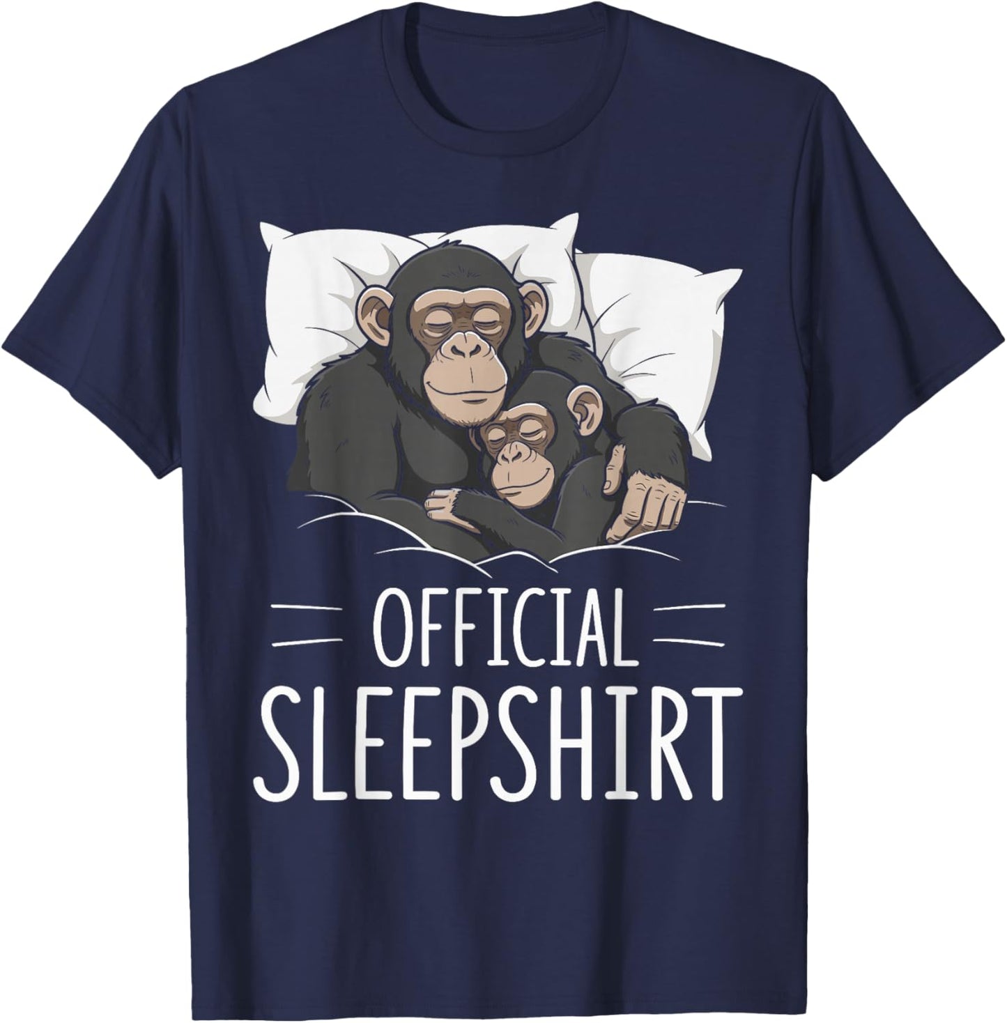 Official Sleepshirt Sleeping Chimpanzee Monkey Lovers Pajama T-Shirt - T-Shirt | Navy