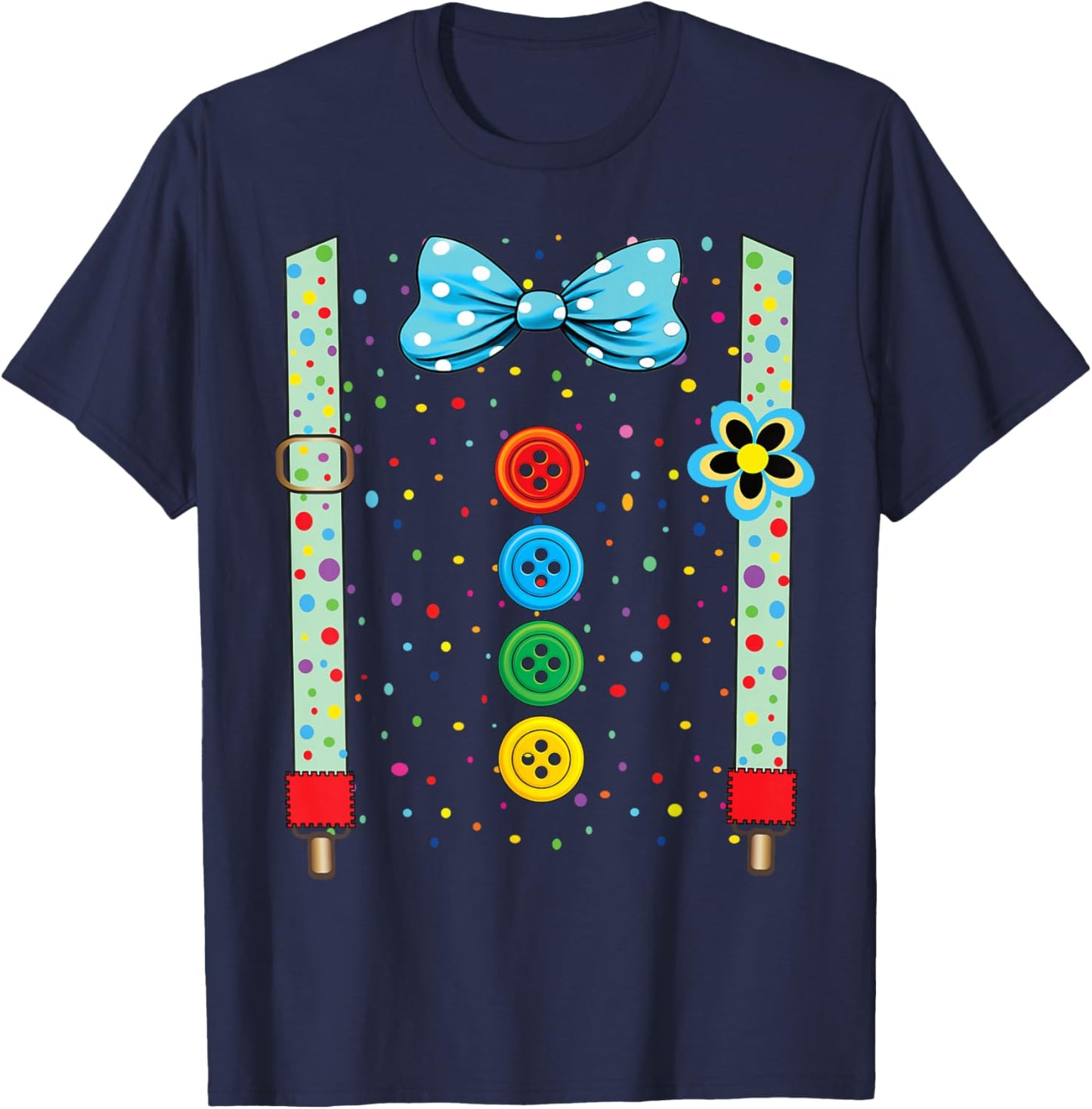 Carnival Costume Fancy Dress Costume Funny Clown Confetti T-Shirt - T-Shirt | Navy
