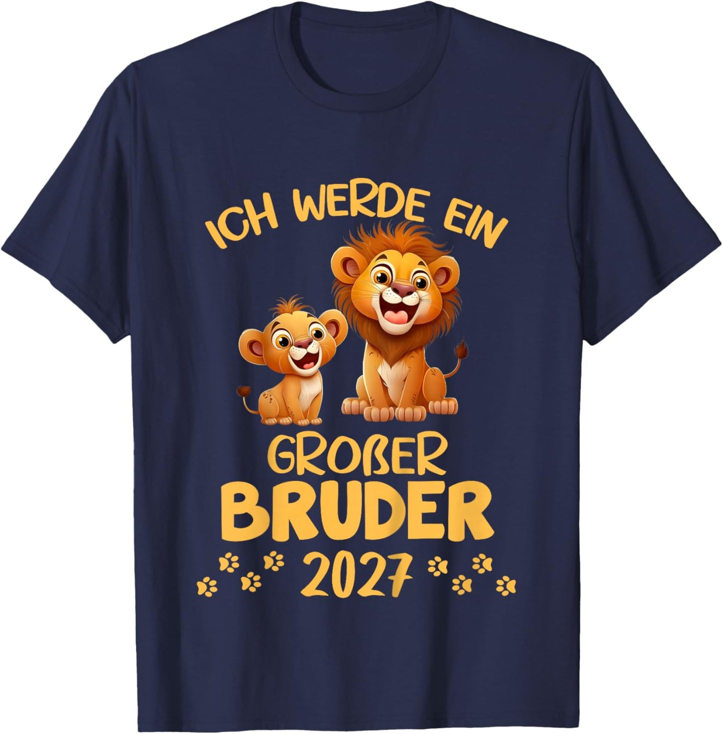 Kinder Ich werde EIN großer Bruder 2027 Löwen Geschwister Geburt T-Shirt - T-Shirt | Navy