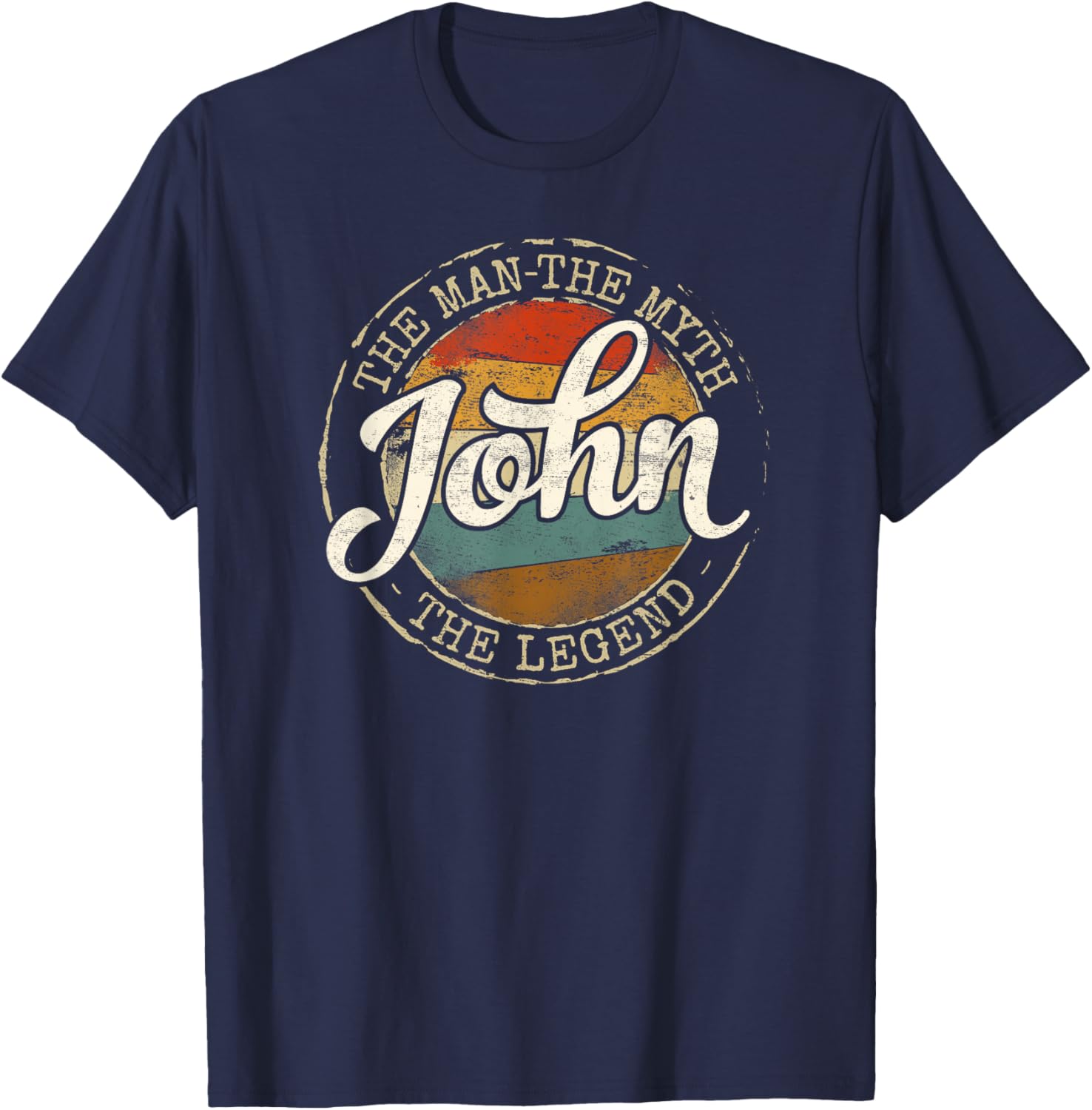 John The Man The Myth The Legend Vintage Personalized Name T-Shirt - T-Shirt | Navy