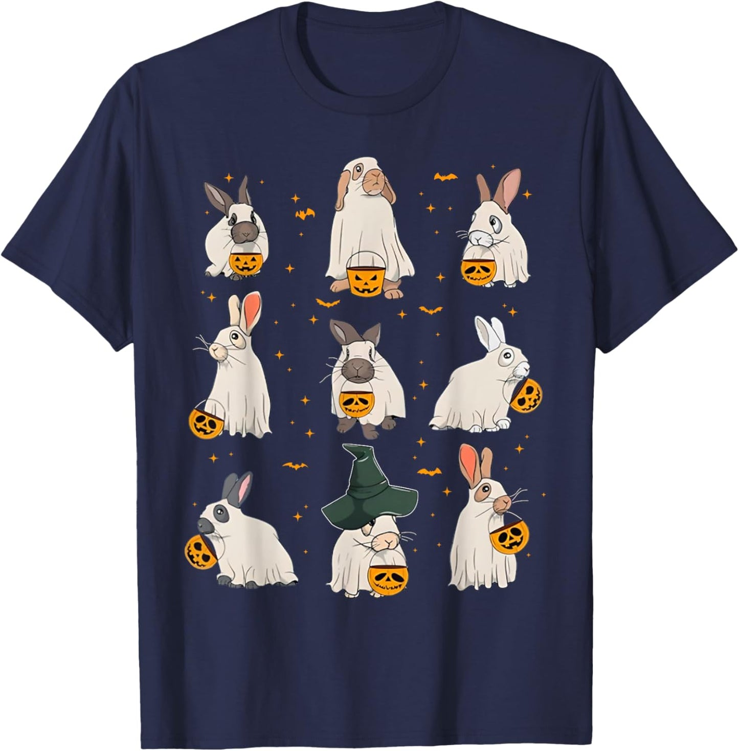 Cute Fall Bunny Ghost Costume Rabbit Lover Spooky Season T-Shirt - T-Shirt | Navy