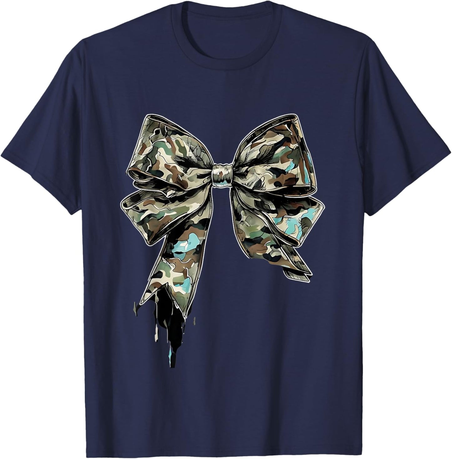Camouflage Old Camo Bow Camo Coquette Bow Hunting Women Girl T-Shirt - T-Shirt | Navy