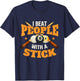 I Beat People with A Stick - 8 Ball Billiard Pool Player T-Shirt - T-Shirt | Navy
