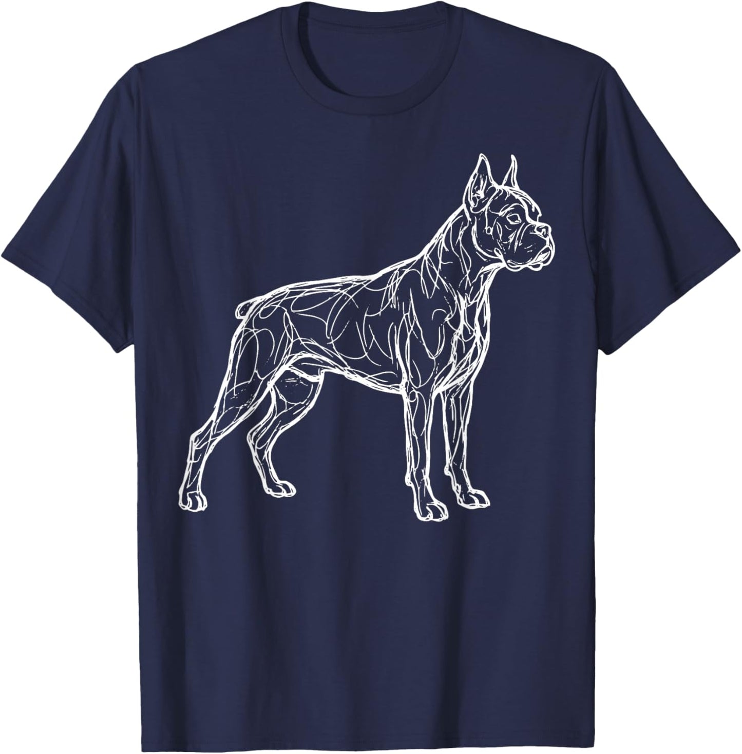 Boxer Dog Line Art T-Shirt - T-Shirt | Navy
