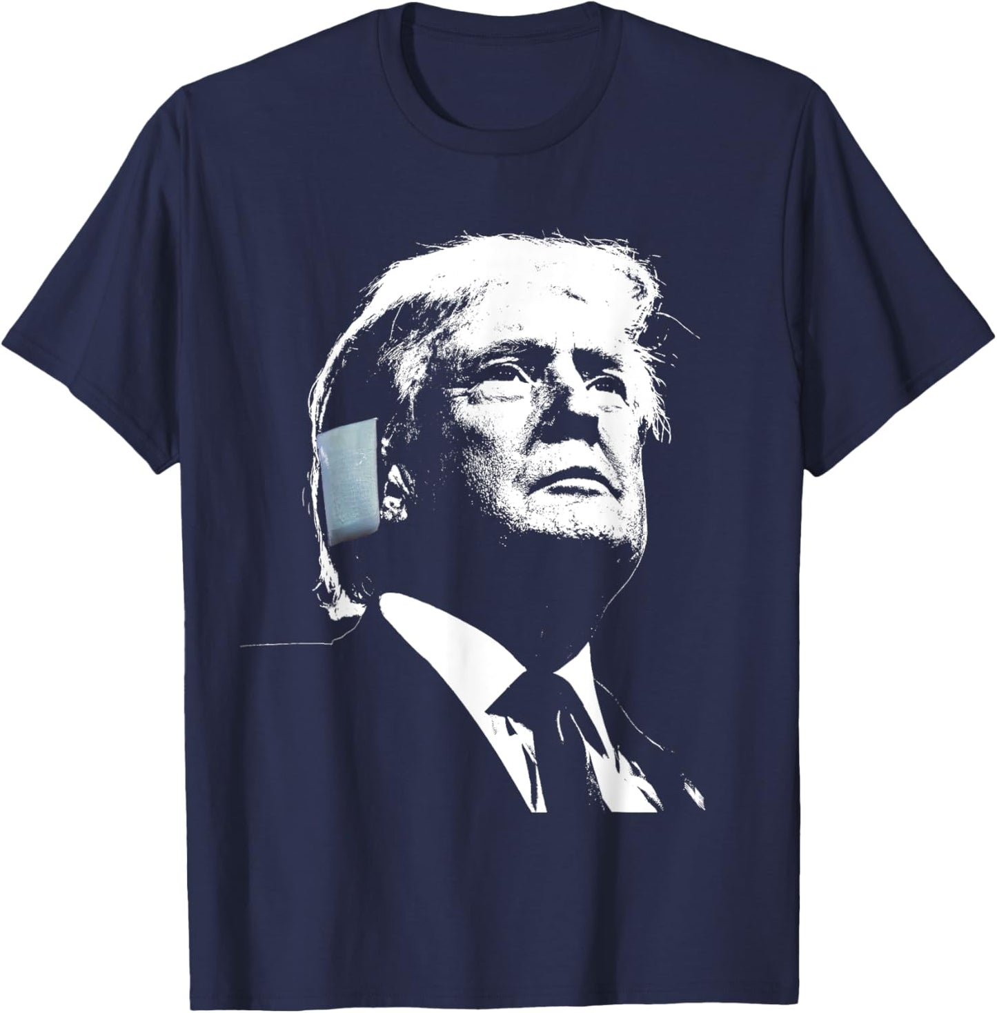 Donald Trump 2024 Ear Bandage Shot at Election Rally America T-Shirt - T-Shirt | Navy