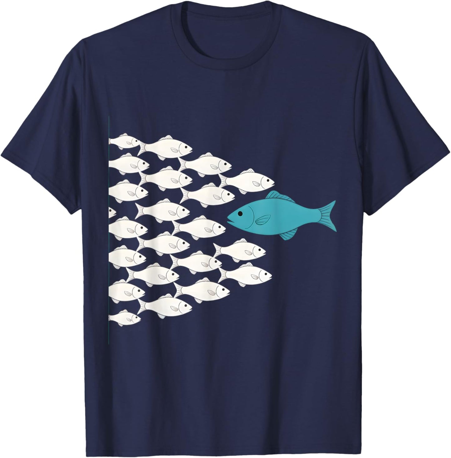 Fish Swim Against The Current In The Sea T-Shirt - T-Shirt | Navy