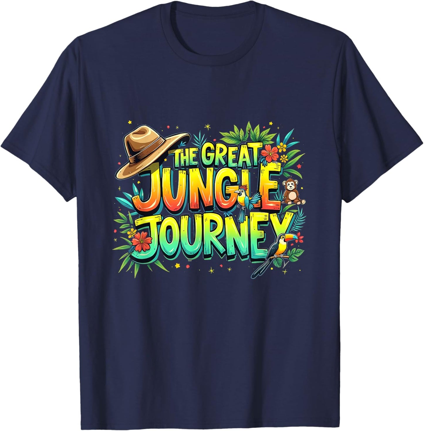 Retro The Great Jungle Journey Adventure Theme VBS Graphic T-Shirt - T-Shirt | Navy