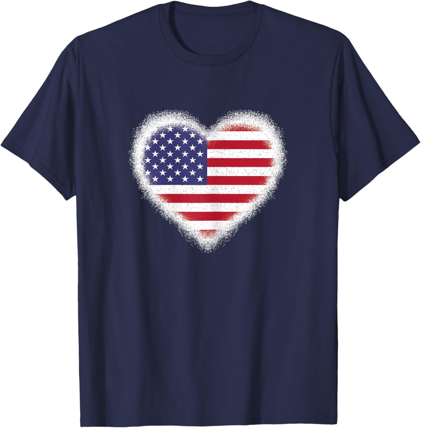 USA Heart Flag American Patriotic 4th of July Women Girls T-Shirt - T-Shirt | Navy