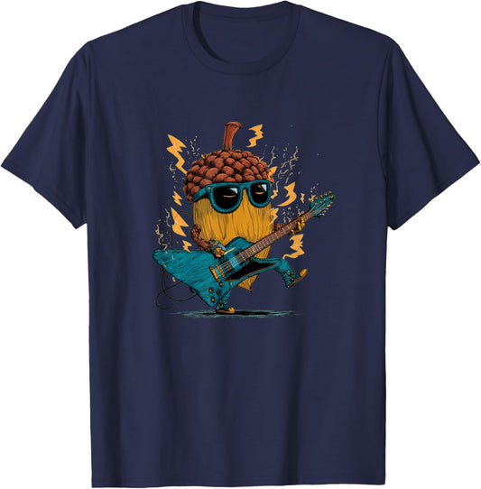 Nice Acorn Music Costume for Electric Guitar Lovers T-Shirt - T-Shirt | Navy