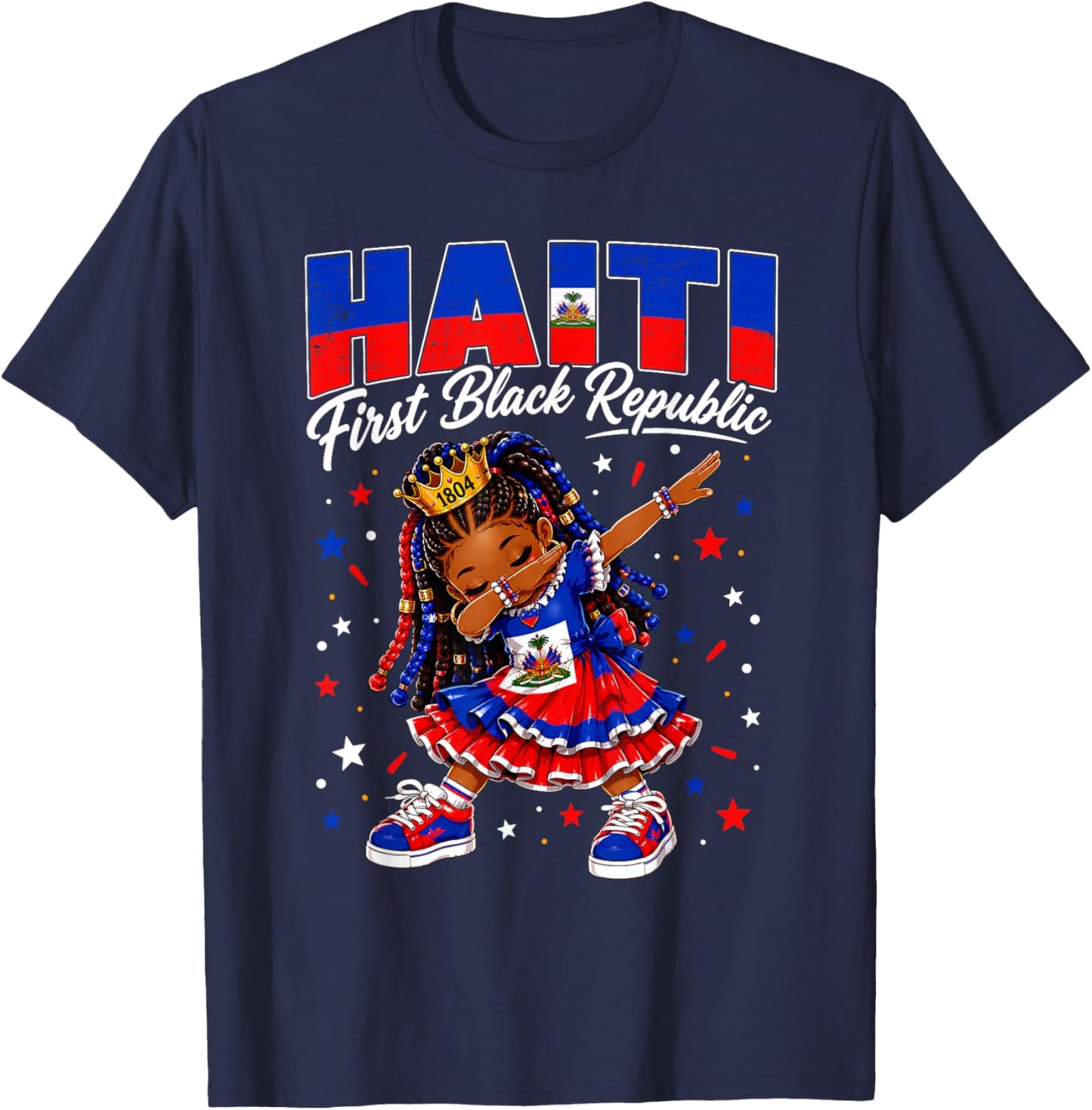 Haiti First Black Republic Haitian Flag Day Dab Girl Kids T-Shirt - T-Shirt | Navy