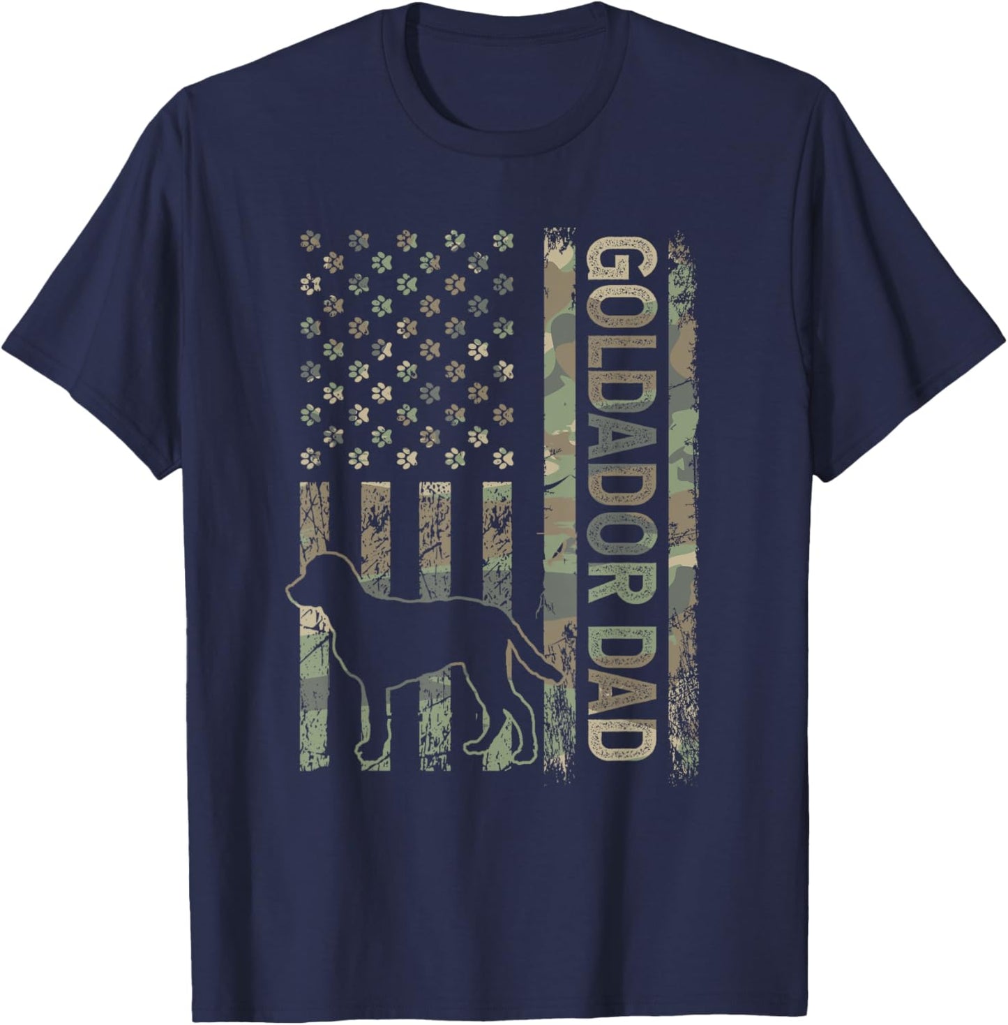 Patriotic Goldador Dad USA Flag Camo Crossbreed Lover T-Shirt - T-Shirt | Navy