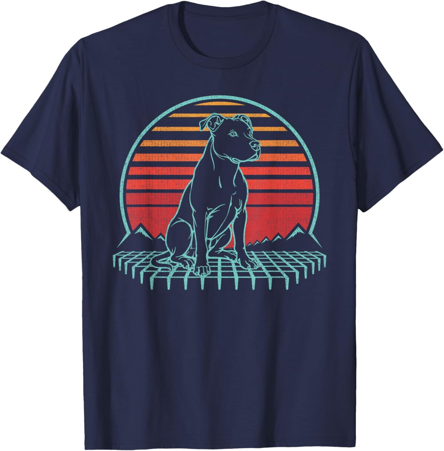 American Pit Bull Terrier Dog Owner Retro Vintage 80s T-Shirt - T-Shirt | Navy