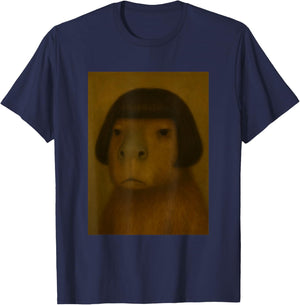 Funny Capybara Bob Haircut Viral Meme T-Shirt - T-Shirt | Navy