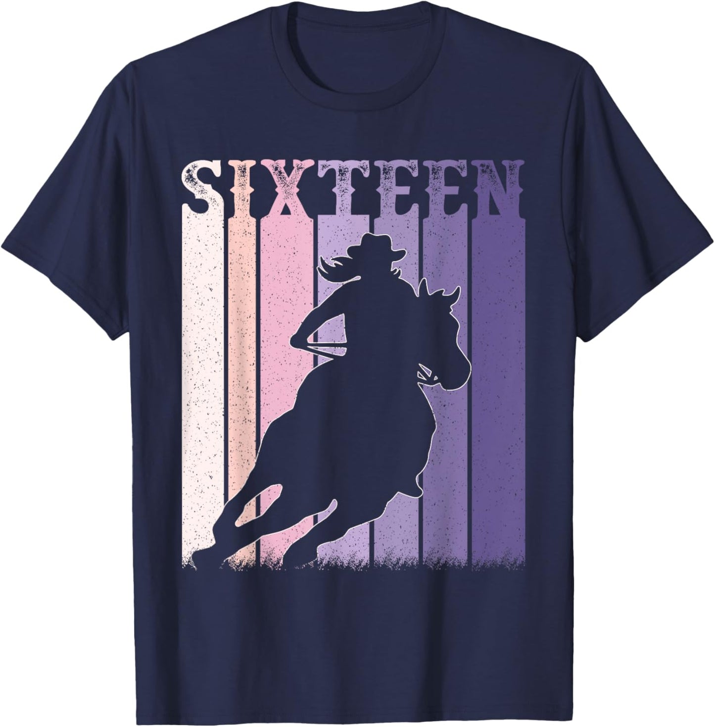 16th Birthday Cowgirl Girls 16 Year Old Rodeo Horse Vintage T-Shirt - T-Shirt | Navy