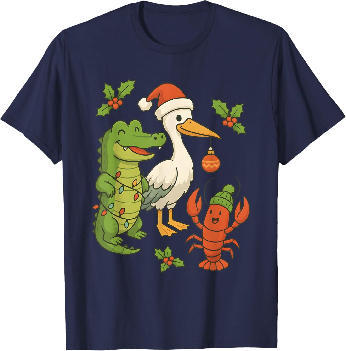 Louisiana Swamp Pals Christmas T-Shirt - T-Shirt | Navy