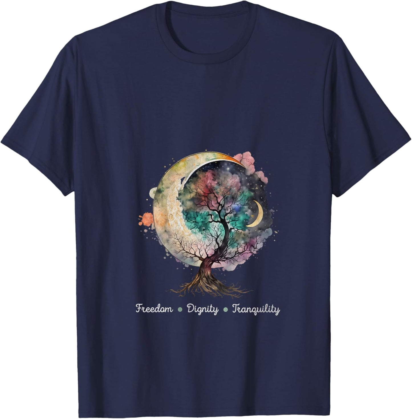 Women's Freedom Dignity Tranquility V-Neck T-Shirt - T-Shirt | Navy