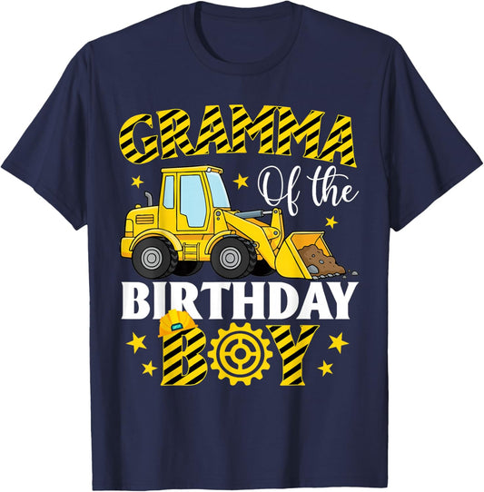 Construction Excavator Gramma of The Birthday Boy T-Shirt - T-Shirt | Navy