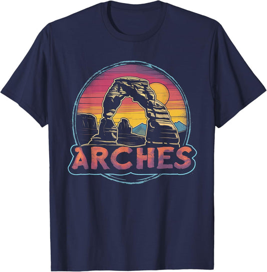 Arches - US National Park Utah Vintage Men Women Kids Retro T-Shirt - T-Shirt | Navy