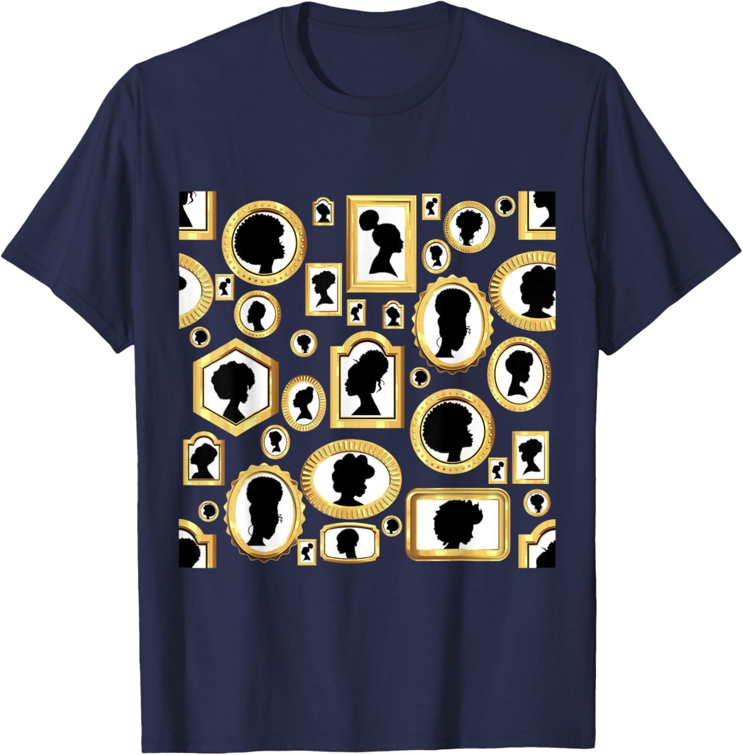 Black Beauty Vintage African Cameo Classic Elegant Woman T-Shirt - T-Shirt | Navy