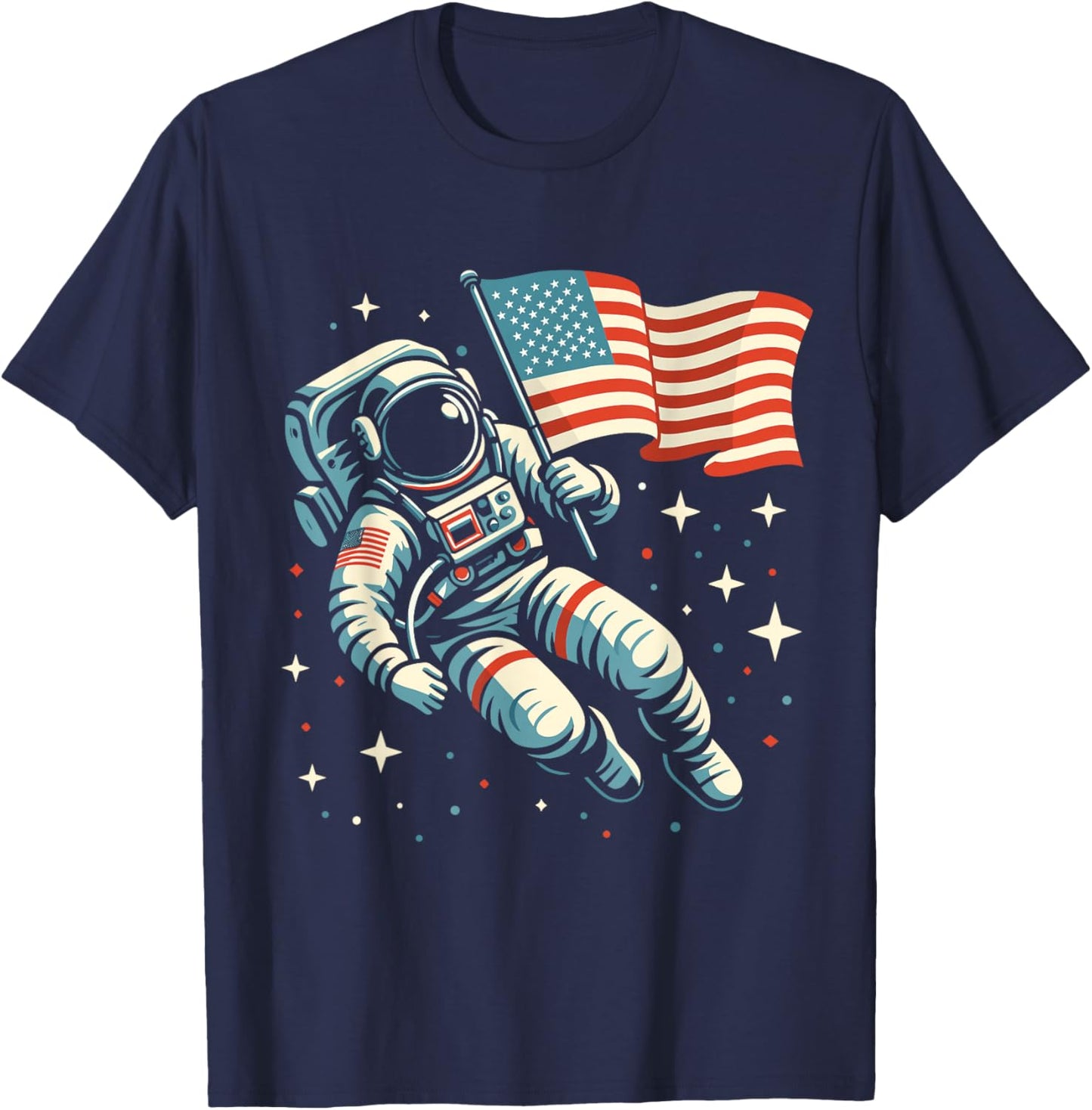 Funny 4th Of July Astronaut USA Patriotic American Flag Kids Men T-Shirt - T-Shirt | Navy