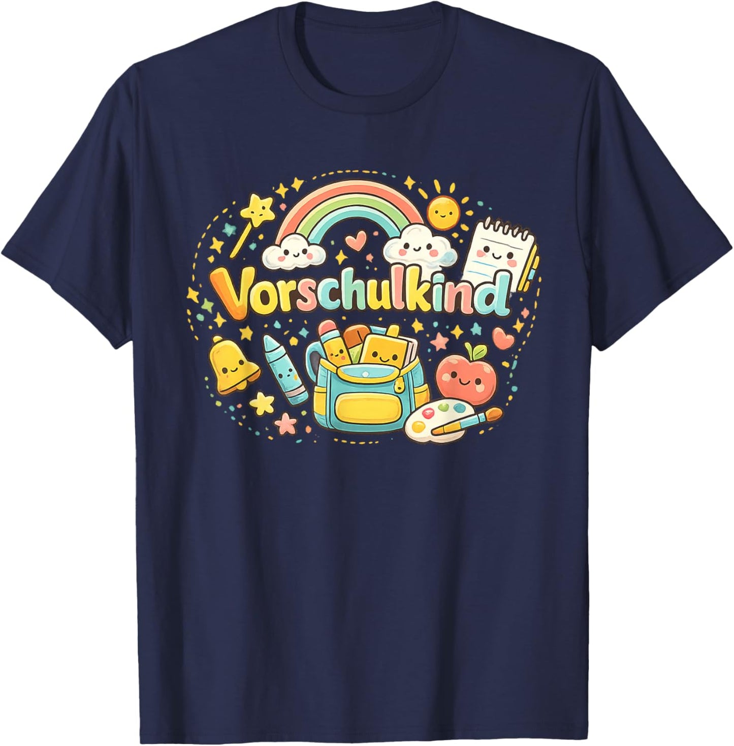 Vorschulstart 2026 Regenbogen Schulanfang Vorschulkind T-Shirt - T-Shirt | Navy