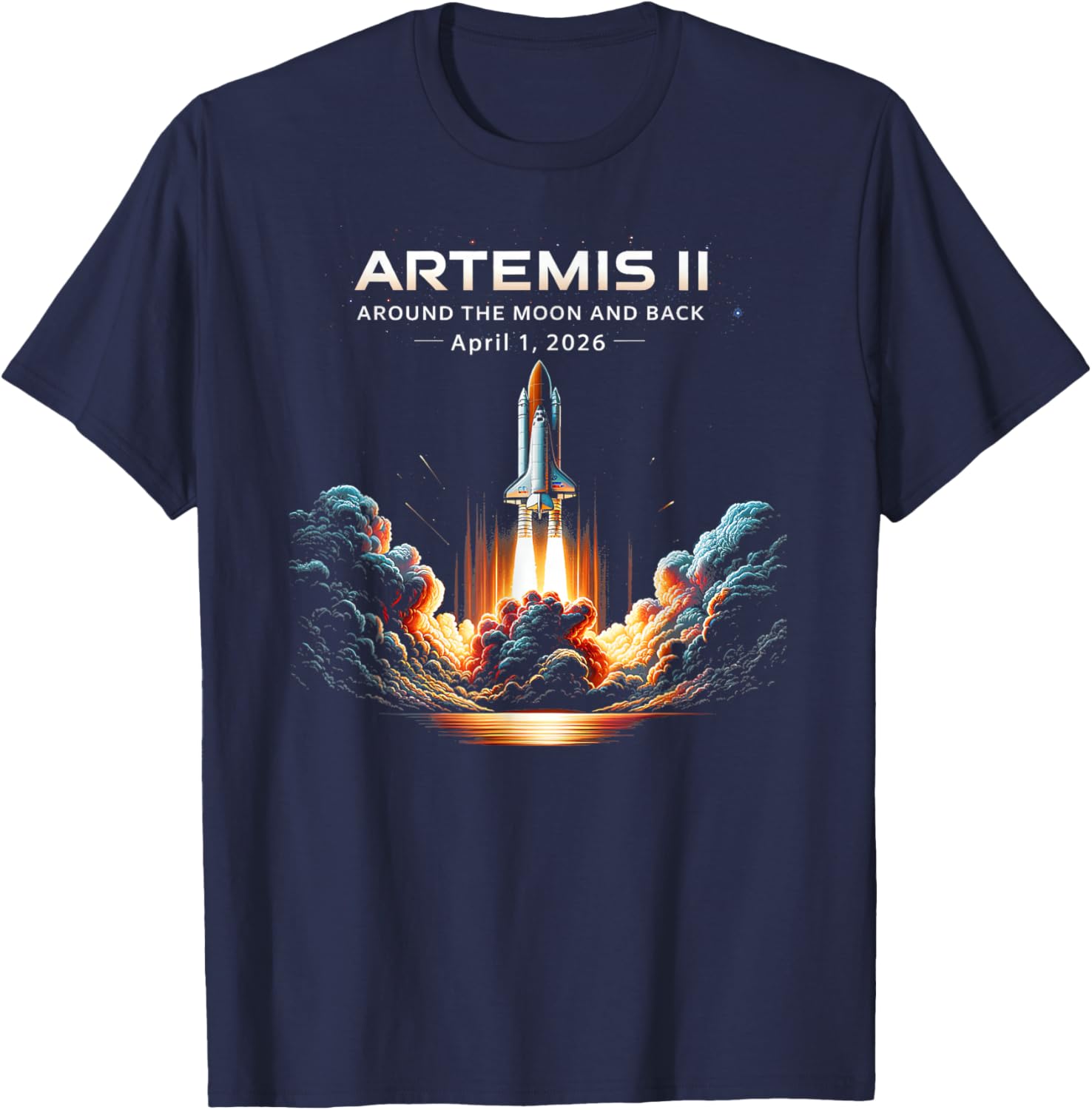 Artemis II Rocket Space Launch Back to The Moon Mission 2026 T-Shirt - T-Shirt | Navy