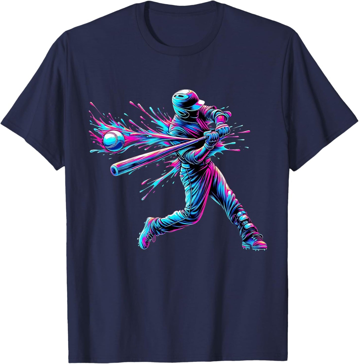 Baseball Player Drip Ice Cream Boys & Men Cool Baseball Bat T-Shirt - T-Shirt | Navy