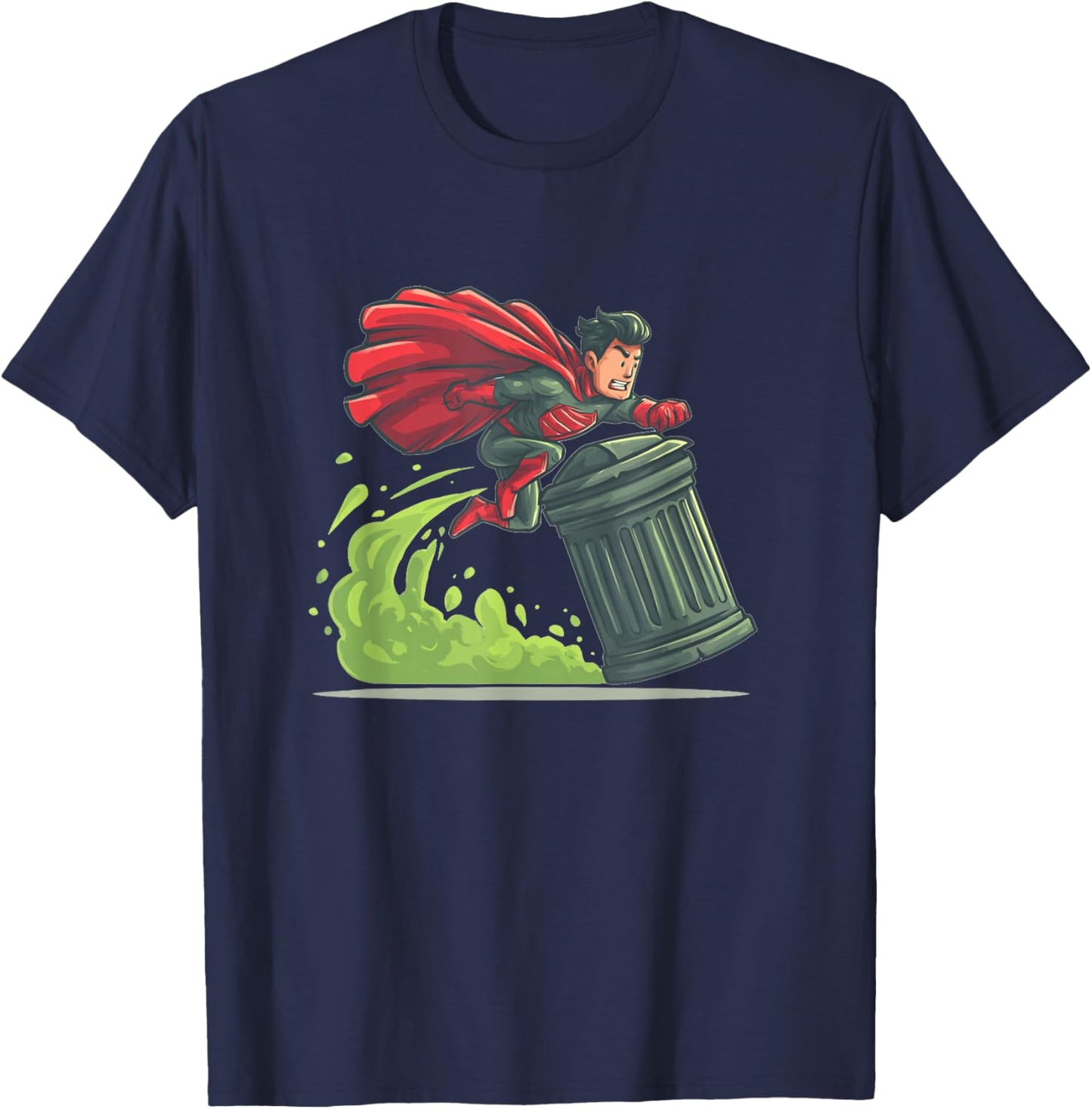 Flying Hero with Trash Can Costume for Take Out The Trash T-Shirt - T-Shirt | Navy