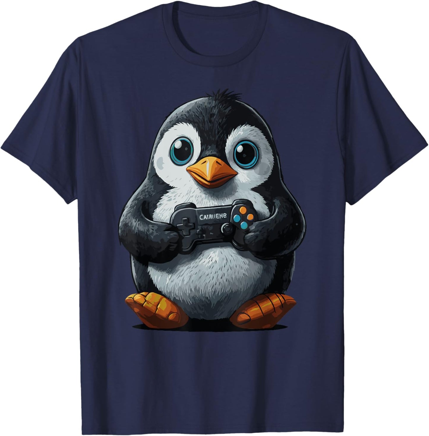 Gaming Cute Penguin gamer Penguin Playing Video Games T-Shirt - T-Shirt | Navy