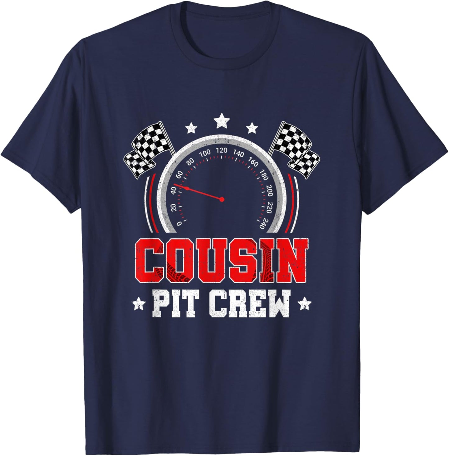 Cousin Pit Crew Race Car Birthday Party Racing Family T-Shirt - T-Shirt | Navy