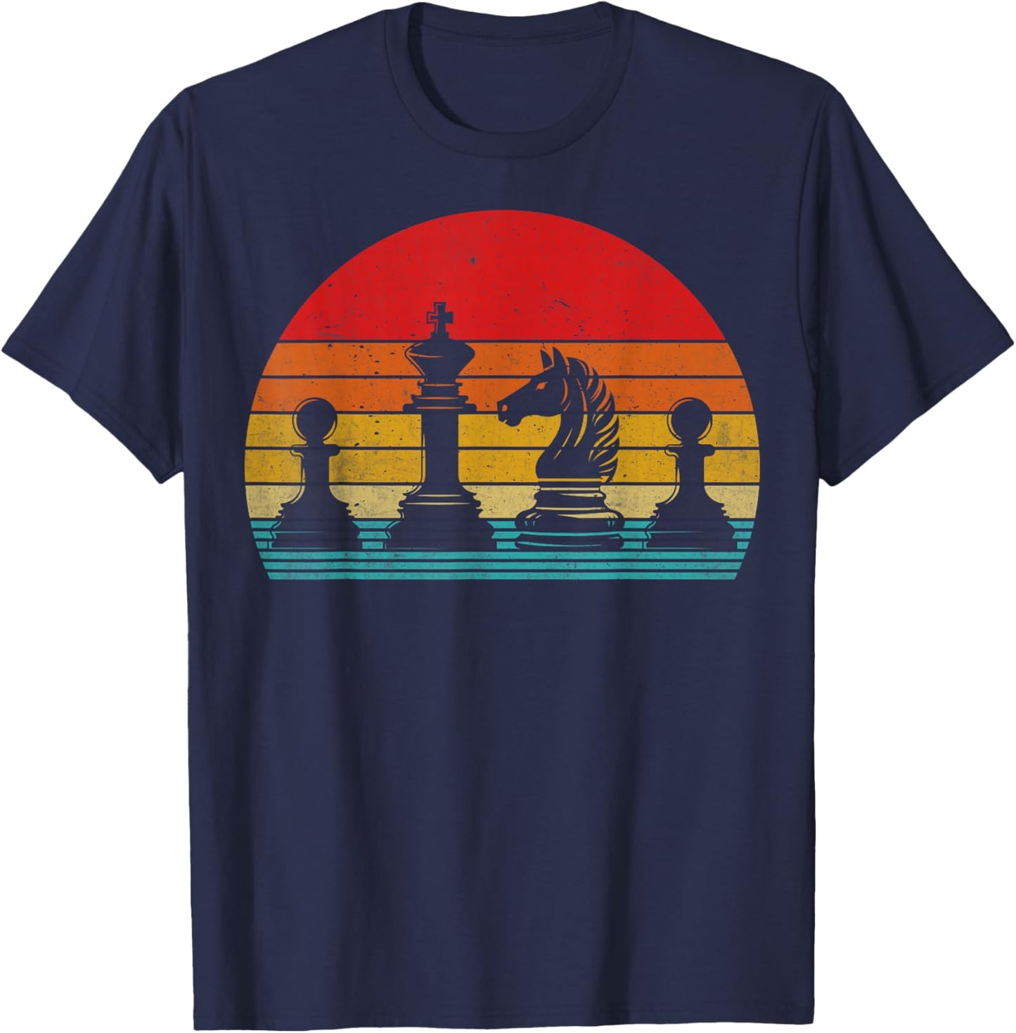 Vintage Chess Player Men Women Kids Retro Chess Piece T-Shirt - T-Shirt | Navy