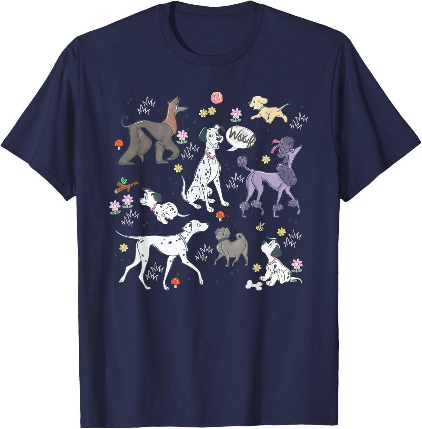 Disney 101 Dalmatians 65th Anniversary Pongo's Dog Park Pals T-Shirt - T-Shirt | Navy
